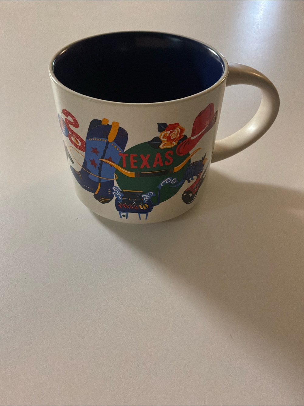 Starbucks Texas Graphic Mug - White Exterior with Navy Interior